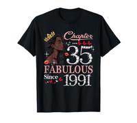 35th Birthday Black Queen Chapter 35 Fabulous Since 1991 Maglietta