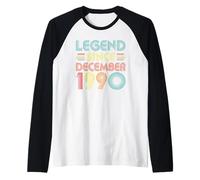 35th Birthday Idea Legend Since December 1990 35 Years Old Maglia con Maniche Raglan