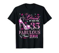 35th Birthday Queen Blessed by God 35 Fabulous Since 1991 Maglietta