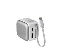 35W GaN Ultra Fast Charger with Retractable Type-C C Cable Quick Charging Adapter for IPhone17 15 16 US Plug White