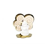 35X ANGELO gesso con ALBERO legno e PLEXI ORO 6 cm BOMBONIERA