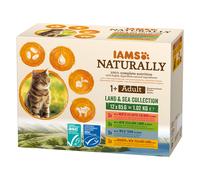 36 + 12 gratis! 48 x 85 g IAMS Naturally - Adult Cat Land & Sea Collection