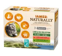 36 + 12 gratis! 48 x 85 g IAMS Naturally - Senior Land & Sea Collection