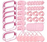 36 accessori per feste spa, bomboniere rosa per pigiama party per spa e pigiama party, include accessori per capelli, maschere per gli occhi, asciugamani, sacchetti trasparenti per il trucco, ideali