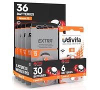 36 Batterie per Apparecchi Acustici Misura 13 PR48 Arancioni Zinco-Aria Phono Pulse Technology in 6 Blister da 6 Pile - 36 Batterie: 30 Rayovac + 6 Udivita
