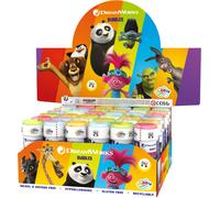 36 BOLLE DI SAPONE Shrek Madagascar trolls panda DREAMWORKS Scatola Completa