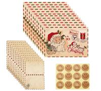 36 Buste Vintage Ufficiali Con Kit di Biglietti di Auguri, Lettere a Babbo Natale, Set di Buste al Polo Nord Con Adesivi, Biglietti Vuoti, Cancelleria per Scrivere