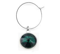 36 ciondoli colorati per calici da vino con anelli da 25 mm e marcatori per | Identifica il tuo bicchiere con stile: 36 ciondoli unici con pietra portafortuna, cerchi in argento, perfetti per feste e