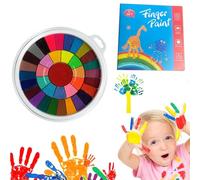 36 colori a dita per bambini, non tossico, con libro fai da te, stampa Ingera, tampone colorato ad acqua, per fai da te, compleanno e pittura in tessuto (libro illustrato blu)