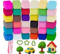 36 Colori Plastilina Bambini con Strumenti e Formine - Argilla Modellabile Autoindurente, Pasta da Modellare Air Dry Clay, Fommy Creativa, Pasta Non Tossica 3-12 Anni