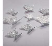 36 Combinazione di Farfalle Fai da Te Decalcomanie Adesivi Murali Farfalle 3D per Casa (Argento Glitter)