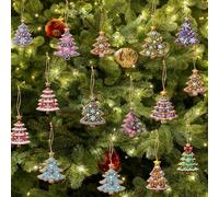 36 décorations pour sapin de Noël, mini décorations colorées à suspendre avec pendentifs en bois pour les fêtes de Noël et la décoration intérieure (Christmas tree)