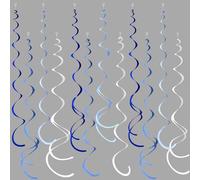 36 decorazioni a spirale blu da appendere, in feltro ombré, blu reale e bianco, decorazione per soffitto a spirale, per feste nautiche Ahoy Achor sotto il mare, compleanno, matrimonio, baby shower,