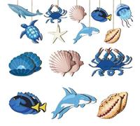 36 decorazioni da parete in legno a tema animali marini, forniture per feste in spiaggia, decorazione per la casa, perfette per matrimoni, compleanni ed eventi a tema costiero (set da 24 pezzi)