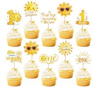 36 decorazioni per cupcake a tema sole, Little Sunshine, decorazioni per torte First Trip Around The Sun, decorazioni per torte per il primo compleanno