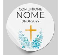 36 Etichette adesive personalizzate da 5 cm per matrimonio, compleanno, comunione, nascite, battesimie feste. Adesivi con testo personalizzabile (5 cm, Modello 11)