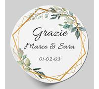 36 Etichette adesive personalizzate da 5 cm per matrimonio, compleanno, comunione, nascite, battesimie feste. Adesivi con testo personalizzabile (5 cm, Modello A)