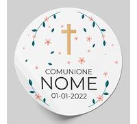 36 Etichette adesive personalizzate da 5 cm per matrimonio, compleanno, comunione, nascite, battesimie feste. Adesivi con testo personalizzabile (5 cm, Modello 8)