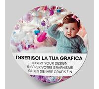 36 Etichette adesive personalizzate - stampa HD - per matrimonio, compleanno, comunione, nascite, battesimie feste. Adesivi con testo personalizzabile (5 cm, Grafica Personalizzata))