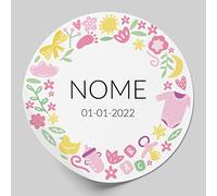 36 Etichette adesive personalizzateda 5 cm per matrimonio, compleanno, comunione, nascite, battesimie feste. Adesivi con testo personalizzabile (5 cm, Modello 2F)