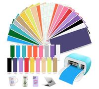 36 Fogli Smart Vinyl Permanent per Cricut Joy, 14CM X 30,5CM Vinile Permanente e 4 Pellicola Trasferimento Vinile, Vinile Adesivo Permanente Pellicola per Plotter in Vinile per Fai da te Tazze Vetro