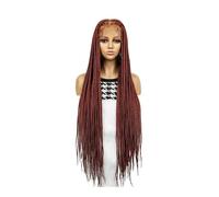 36" Full HD trasparente Lace Front Knotless Wig, scatola sintetica fatta a mano, per donne nere uso quotidiano (350)