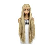 36" Full HD trasparente Lace Front Knotless Wig, scatola sintetica fatta a mano, per donne nere uso quotidiano (613)