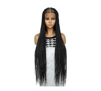 36" Full HD trasparente Lace Front Knotless Wig, scatola sintetica fatta a mano, per donne nere uso quotidiano (1B)