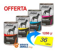 36 LATTINE - GOLOSI Dog Bocconi, Lattine 1250 gr → GUSTI Vari - Umido Cane
