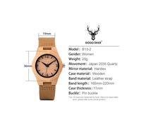 (36 mm - misura da donna) Orologio da coppia in bambù per uomo e donna, al quarzo, fatto a mano, in