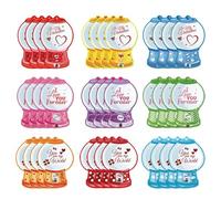 36-Pack Valentine Candy Cards With Bubble Gum Machine Design & Shaker Pouch | 6.2x3.9 Inch DIY Exchange Gift For Kids | Rounds Clear Candy Compartment Valentine's Day Classroom Set