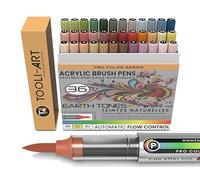 36 pennarelli acrilici con punta a pennello flessibile, controllo automatico del flusso da 1 a 5 mm, per pittura su roccia, colorazione, lettering, scrapbooking, vetro, tazze, legno, metallo, tela