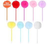 36 penne a sfera con pompon a forma di pallina, simpatiche penne a sfera Fluffy Ball Pens Plush Fuzzy Pens, Macaron Color Ballpoint Pompom Gift for Office Women Coworkers, 9 colori