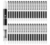 36 penne stilografiche usa e getta con pennino fine, punta in acciaio inossidabile 0,02, inchiostro ad asciugatura rapida, grande serbatoio d'inchiostro per una scrittura fluida, perfette per ufficio