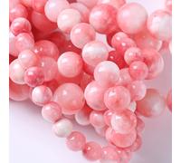 36 perline rotonde sfuse in giada naturale, 10 mm, perline distanziali sfuse per la creazione di gioielli, braccialetti fai da te, collane, 38,1 cm (rosa n giada, 10 mm)
