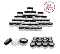36 Pezzi 10G/10ML Acrilico Trasparente Rotondo Setaccio Contenitore Jar con Lid