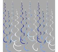 36 pezzi Blue Hanging Girelle Decorazioni Ombre Royal Blue White Feltro Girelline Streamer Coperta a spirale per compleanno, matrimonio, baby shower, laurea sotto il mare