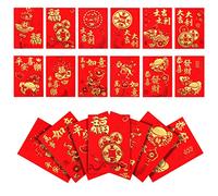 36 Pezzi Buste Rosse Cinesi, 8x12cm Busta Rossa di Capodanno Buste Rosse Hong Bao Lai See con Motivi Cinesi Classici e Parole di Benedizione Tasche Porta Soldi Fortunati (12 Stili)