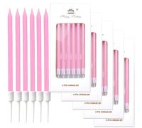 36 Pezzi Candele Compleanno, Candeline Compleanno Lunghe con Supporto, Per Anniversario, Decorazioni Torta Compleanno, Baby Shower, Festa Delle Ragazze (Rosa)