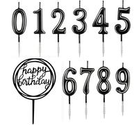 36 Pezzi Candele Compleanno, Candeline Compleanno Lunghe con Supporto, Per Anniversario, Decorazioni Torta Compleanno, Baby Shower, Festa Delle Ragazze (Nero-01)