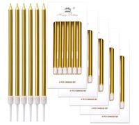 36 Pezzi Candele Compleanno, Candeline Compleanno Lunghe con Supporto, Per Anniversario, Decorazioni Torta Compleanno, Baby Shower, Festa Delle Ragazze (Oro)