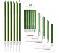 36 Pezzi Candele Compleanno, Candeline Compleanno Lunghe con Supporto, Per Anniversario, Decorazioni Torta Compleanno, Baby Shower, Festa Delle Ragazze (Verde)
