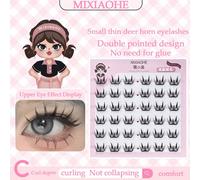 36 pezzi Ciglia finte sottili a forma di cervo, ciglia finte autoadesive, senza bisogno di colla, a forma di C, dall'aspetto naturale, confortevoli da indossare, segmentate, strisce autoadesive, cigli