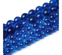 36 pezzi da 10 mm di cristallo blu naturale crackle, perline rotonde sciolte per braccialetti fai da te, collane, perle di pietra curativa energetica, 38,1 cm