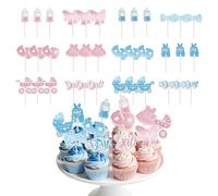 36 Pezzi Decorazioni Torta Gender Reveal, Cake Topper Ragazzo o Ragazza Rosa e Blu, Cupcake Topper Baby Shower, Rivelazione Di Sesso, Battesimo - Perfetto Per La Tua Festa Di Sesso Reveal
