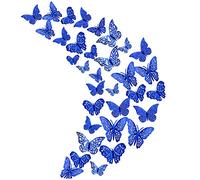 36 pezzi di decorazione adesiva da parete con farfalla blu reale vuota, adesivo da parete rimovibile.