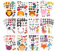 36 Pezzi Foglietti Adesivi Make-A-Face, Foglietti Adesivi Fai-Da-Te, Foglietti Adesivi Misti per Animali per Bambini, Adesivi per Borse da Festa, Forniture per Bomboniere Artigianali