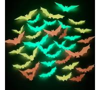 36 Pezzi Halloween 3D Pipistrelli Adesivi, PVC Pipistrello Luminoso Adesivo Murali Riutilizzabile Halloween Adesivi per Decorazioni Murali di Halloween Soggiorno Camera da Letto Decorazione