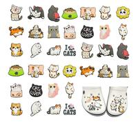36 Pezzi Kawaii Gatti Ciondoli per Scarpe, Accessori per Crocs Scarpe Rimovibili, Accessori Per Scarpe DIY, Fibbie Per Scarpe Decorative, Regalo Di Festa Di Compleanno per Ragazze Ragazzi Donne