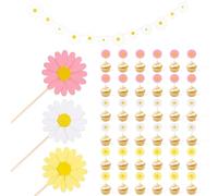36 Pezzi Margherita Cupcake Topper, 3 Colori Decorazioni Torta Compleanno e Banner, Margherita Decorazione Torta di Decorazione per Torta Nuziale Decorazione di Festa di Buon Compleanno